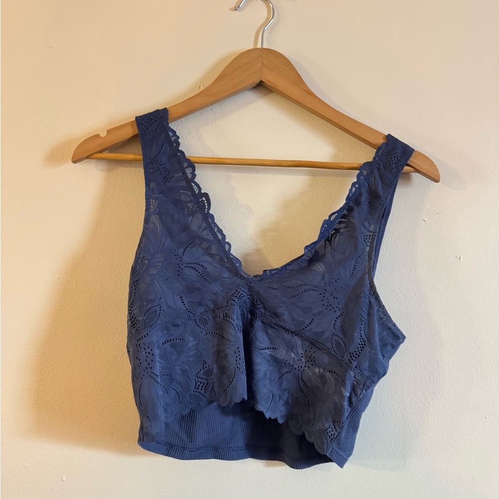 Aerie Blue Lace Bralette Size M - Barely Worn